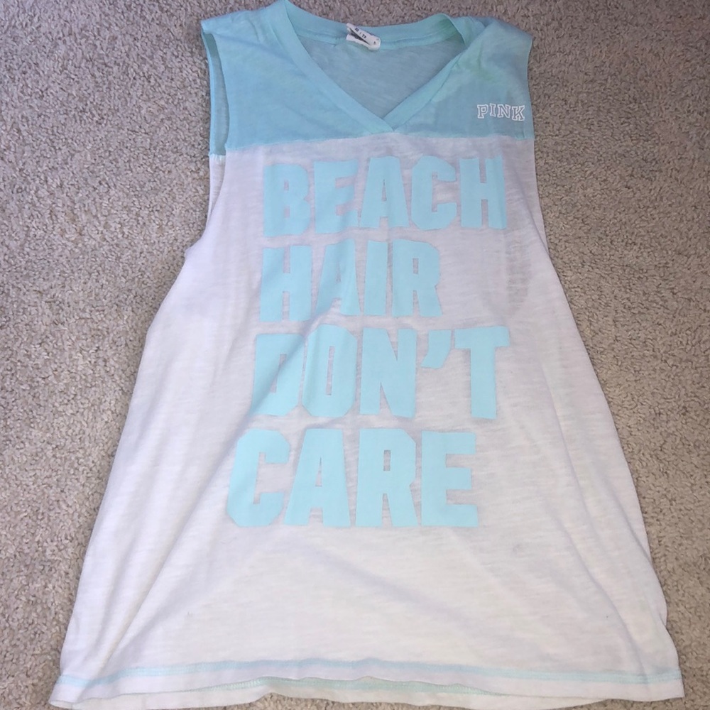 blue and white beach tank top